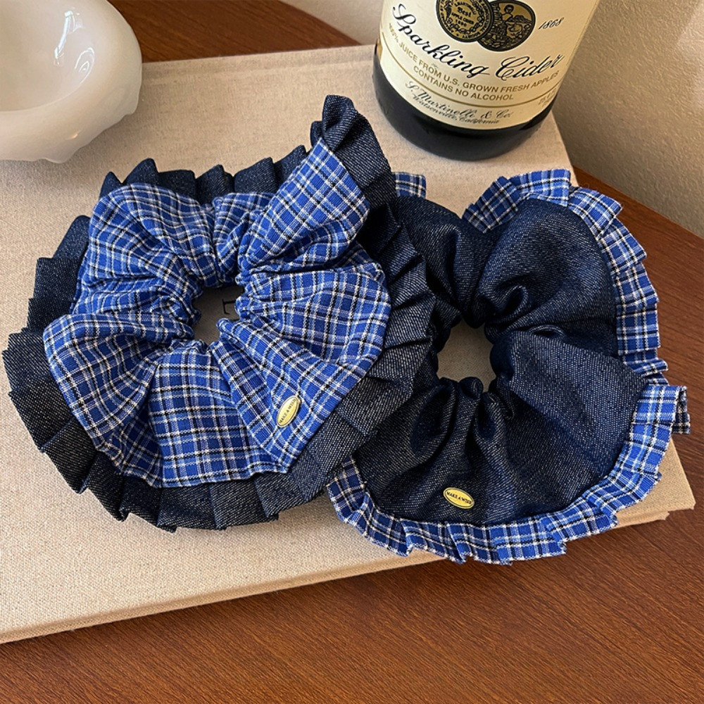 JOJO COCO Blue Checkered High-end แฟชั่นสไตล์ลําไส้ใหญ่กิ๊บติดผมสําหรับผู้หญิง - รูปที่ 4