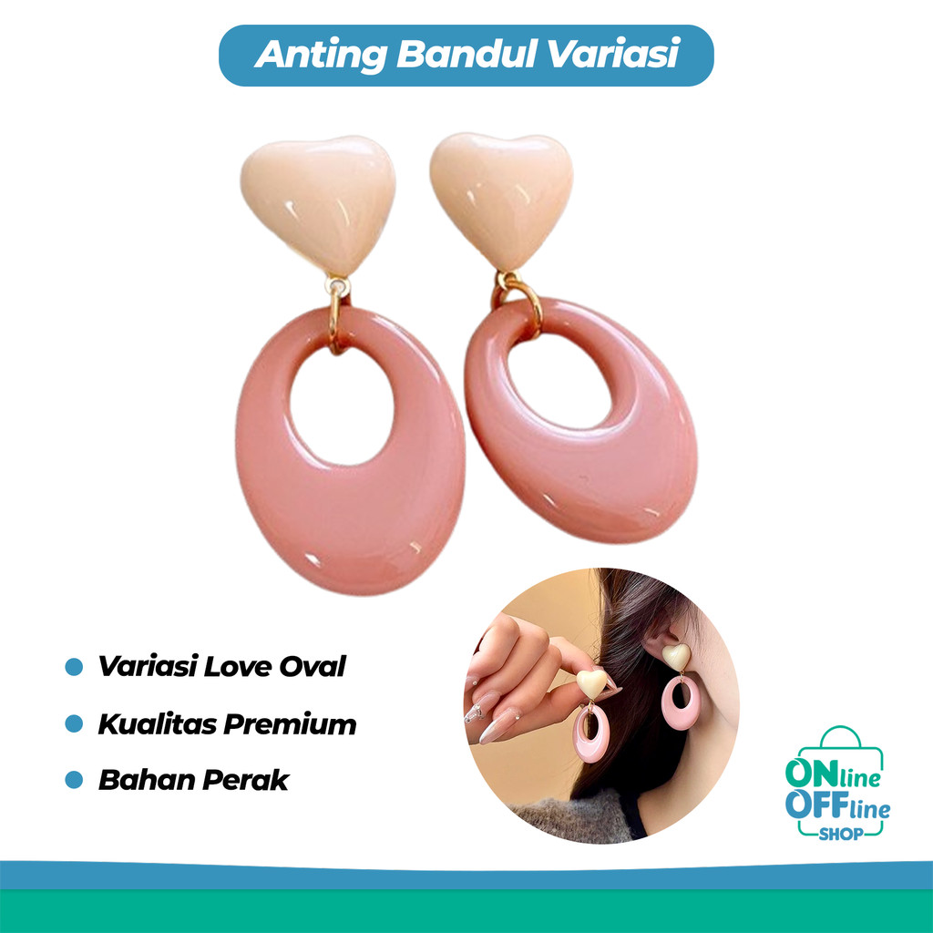ต่างหูจี้วงรี Love OOS 1180