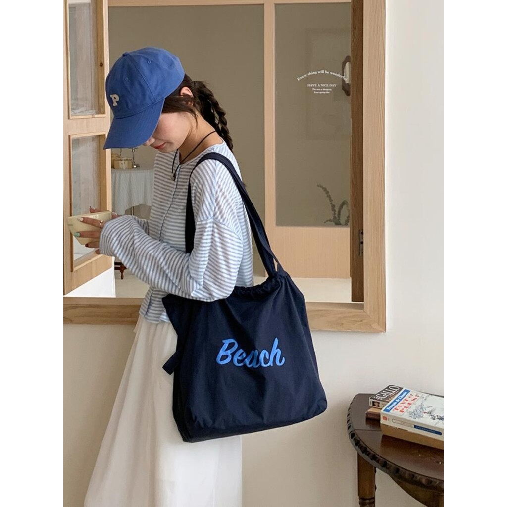 🔥พร้อมส่ง🔥กระเป๋าผ้าใบหูรูด กระเป๋าโท้ทญี่ปุ่น กระเป๋าสะพาย กระเป๋าผ้าน้ําหนักเบา กระเป๋านักเรียนความจุขนาดใหญ่
