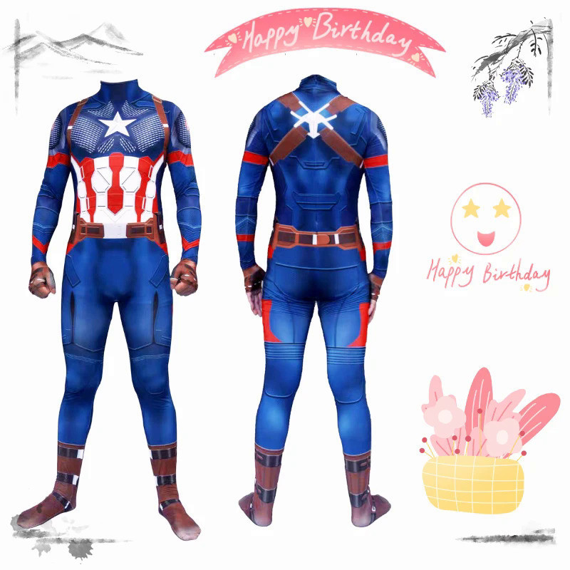 2024 New Avengers Captain America Cosplay Jumpsuit Cosplay Costume Superhero  Kids Halloween Carniva