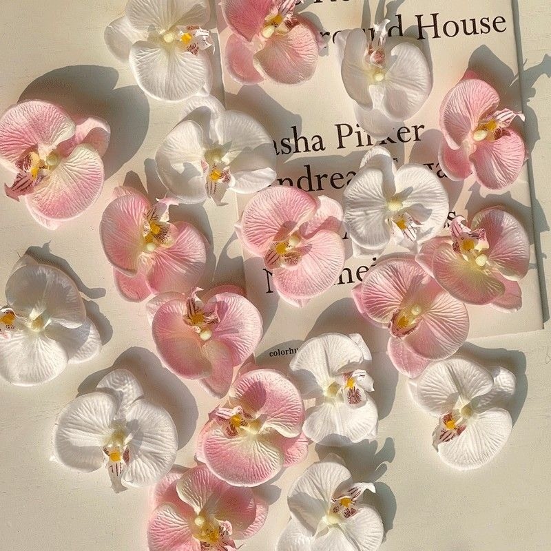 1pc ผ้าไหมประดิษฐ์ Phalaenopsis ดอกไม้หัวผีเสื้อปลอม Orchid หัวงานแต่งงานดอกไม้ช่อดอกไม้ตกแต่ง DIY Craft ทําเจ้าสาว