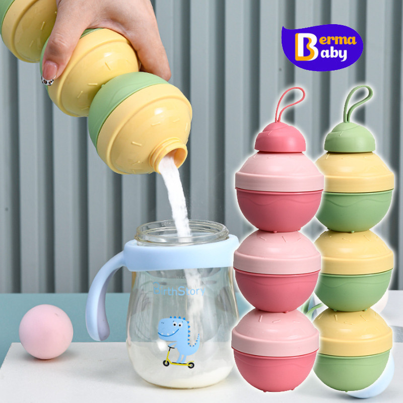 Berma Baby กล่องนมผงทารกแบบพกพา 3 ชั้น ความจุสูง กล่องขนม กระปุกแบ่งนมผงแบบ