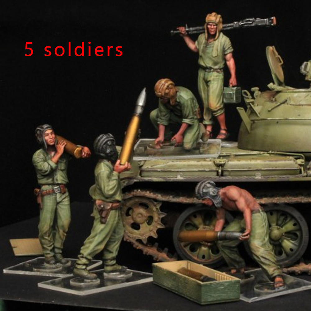 1/35 ทหารเวียดนาม ชุด 5 ทหารฟิกเกอร์โมเดลเรซิ่น ธีมทหาร ชุดประกอบและไม่ได้ทาสี