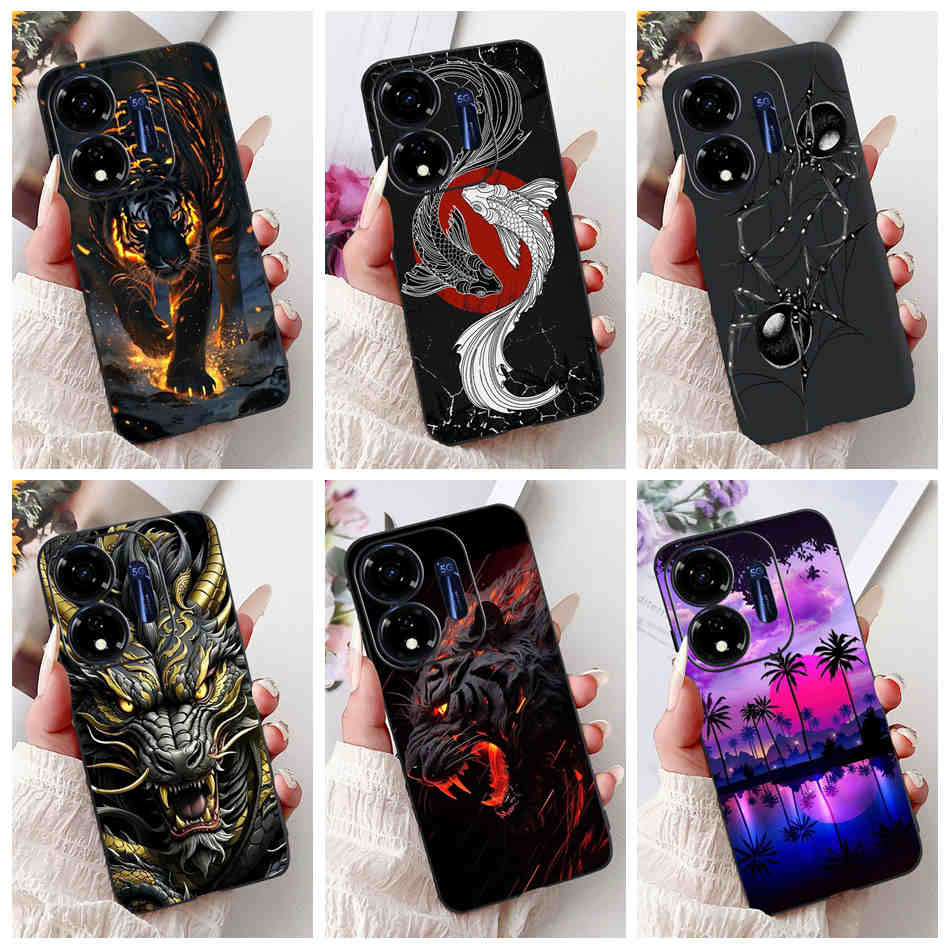 สําหรับ Itel P55 5G P661N P665L ItelP55 4G A666L A666LN แฟชั่น Cool Dragon Spider รูปแบบซิลิโคนสีดํา