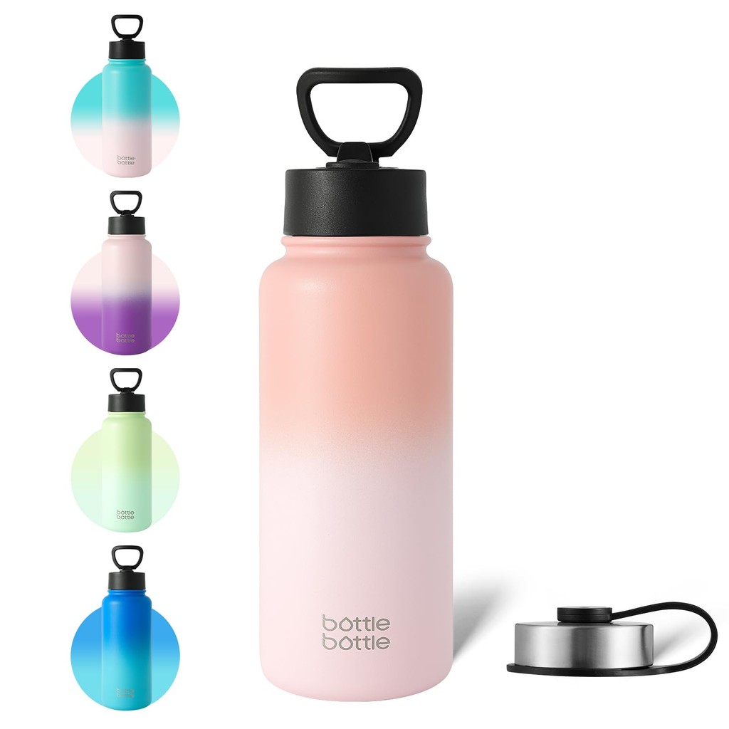 BOTTLE BOTTLE 1 Liter Water Bottle Stainless Steel Water Bottle for Girls Direct Drinking Straw Incl