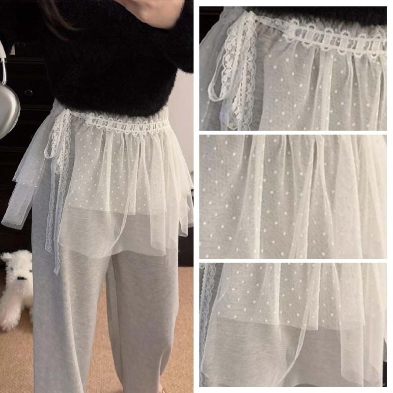 ตาข่าย ลูกไม้ ผูกเชือก ม่านสะโพก แฟชั่น กระโปรง อเนกประสงค์ อินเทรนด์ ผู้หญิง กระโปรงสั้น SY - รูปที่ 4