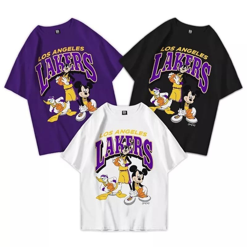 เสื้อยืด Los Angeles Lakers Distro - เสื้อยืดบาสเก็ตบอล LA Lakers ผลิตจากวัสดุเทอร์รี่เด็ก