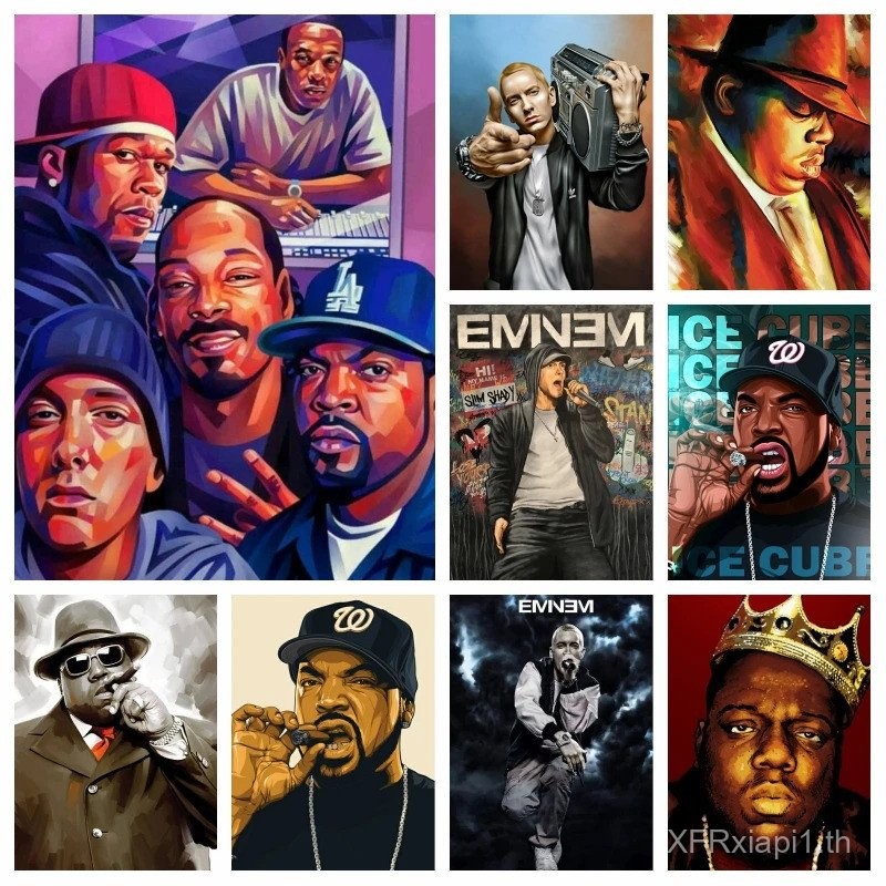West Coast Hip Hop Pop Biggie Smalls Eminem Rapper พิมพ์โปสเตอร์,ไม่มีกรอบผ้าใบจิตรกรรมของขวัญ