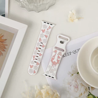พิมพ์ซิลิโคนสายยางนุ่ม for IWatch Apple Watch Ultra/SE 3 2 49 มม.Series 11 10 9 8 7 6 5 4 46 45 44 42 41 40 38 มม.