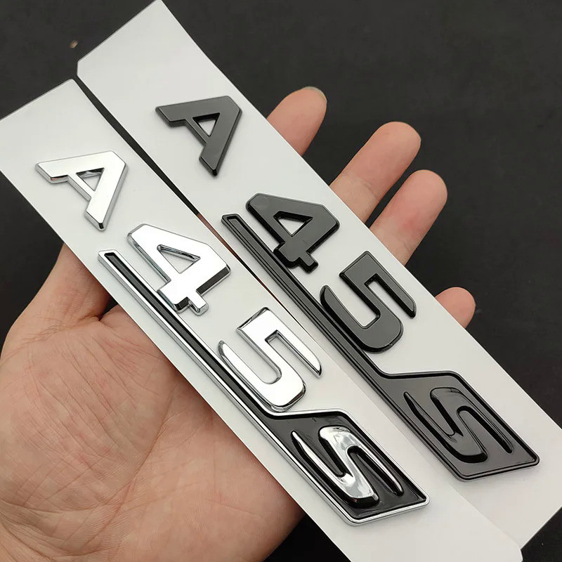 3d ABS Chrome Black A45 S Logo A45S Emblem Sticker Trunk Car Letters Turbo 4matic Badge For A45S AMG