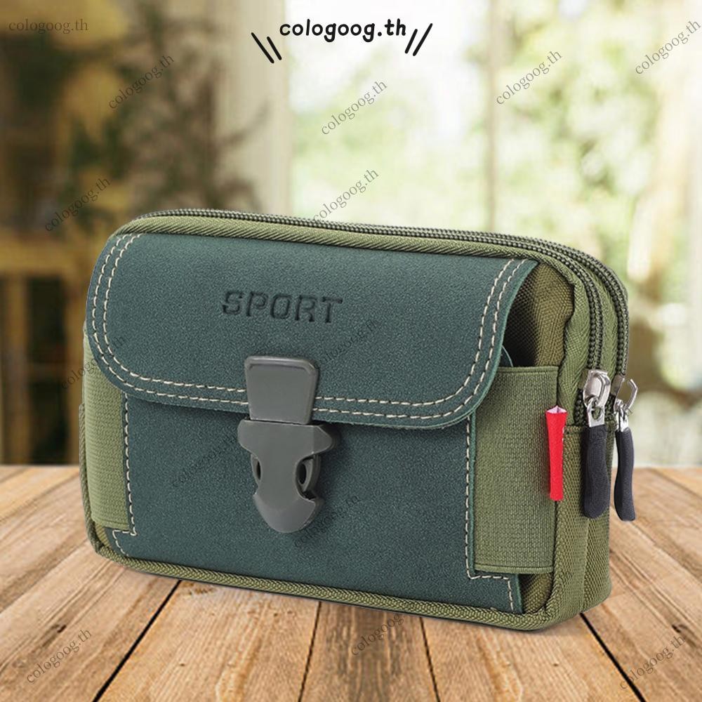 [colog.th] กระเป๋าคาดเอวผ้าใบกลางแจ้งกีฬา Casual Men Phone Purse Zipper Belt Bum Pouch