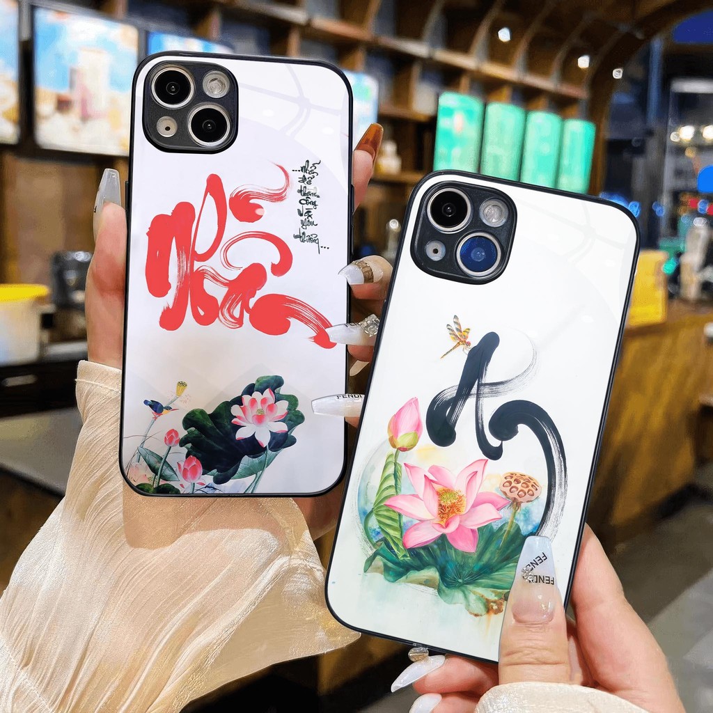 เคสแก้วพร้อมแหวนคําคําคําว่าหูผาสําหรับ iphone 16 15 14 13 12 11 x xs xr 8 7 6 pro max plus mini 6s 