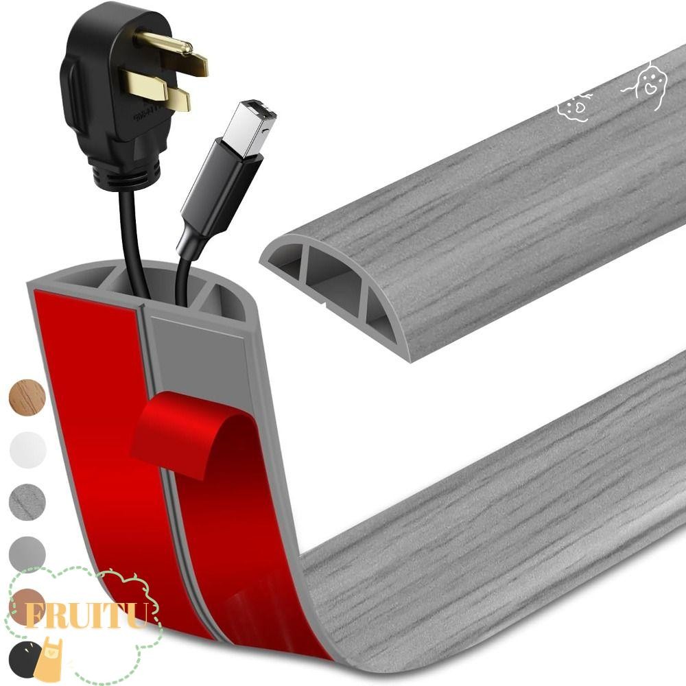 FRUITU Floor Cord Cover, 1m Self กาวลวด Hider, Professional PVC ยืดหยุ่น Trimmable Cable Management Home Office