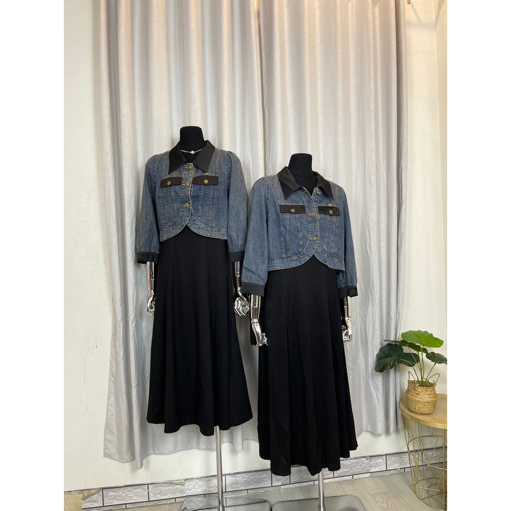 DD- JEANS MIX VEST DRESS230909.04-E