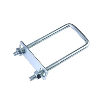 ZENGRONG 1 ชิ้น M8 แคลมป์ท่อสี่เหลี่ยม, สกรูชุบสังกะสี Q235 ท่อเหล็กคาร์บอน U-clamp, พร้อม Baffle มุมขวา U-bolt สําหรับหลอดสี่เหลี่ยม