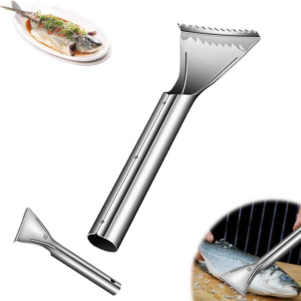ที่ขูดเกล็ดปลาสแตนเลส 304 Fish Scaler ด้ามจับกันลื่น สำหรับปลา ครัว และเตรียมอาหารทะเล