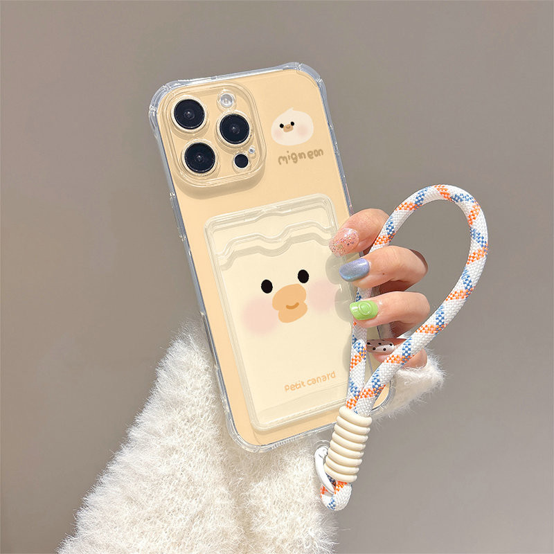 สายรัดข้อมือ Lanyard Card Bag Slot สําหรับ iPhone 16E 16 X XR 14 15 11 12 13 Mini Pro Xs Max 6s 6 7 