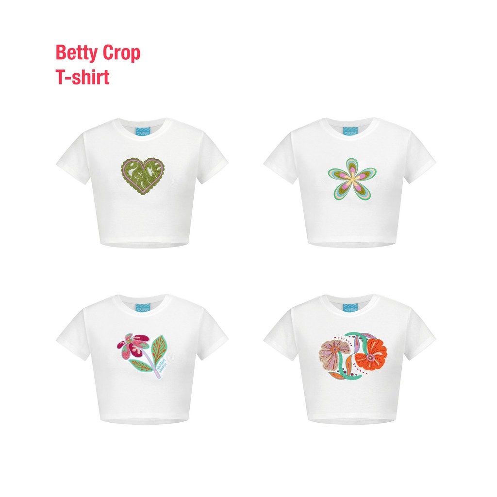 WildBlueYonder  -Betty Crop T-Shirt เสื้อยืดปักลาย