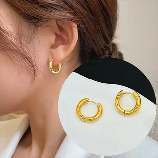 {10 ชิ้น/แพ็ค} ต่างหูสแตนเลสต่างหูมินิมอลสีทองต่างหูห่วงธรรมดาอุปกรณ์เสริม DIY หญิงหูวงกลมทุกคู่