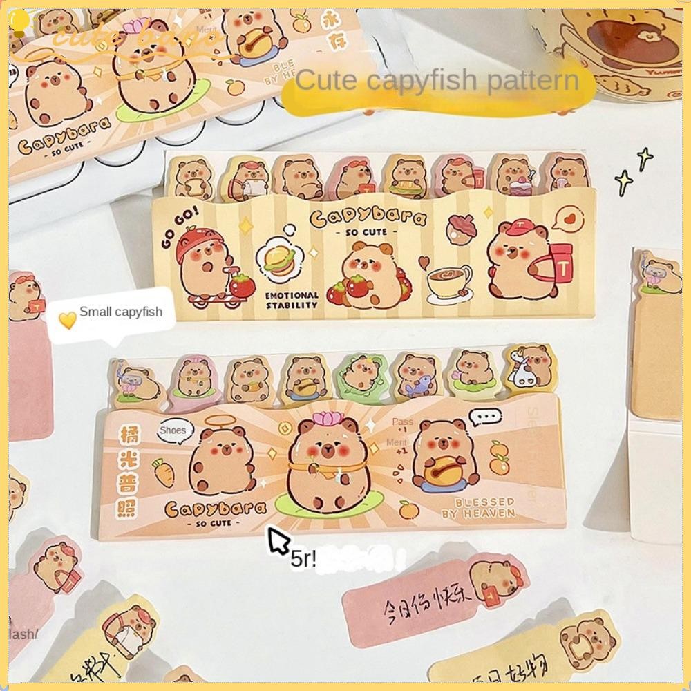 BANO Capybara Index Sticky, ปฏิทินเครื่องหมายป้ายน่ารักการ์ตูน Capybara หมายเหตุแท็บ, หนังสือคําอธิบาย Self กาวสติกเกอร์กระดาษปฏิทินเครื่องหมายป้าย