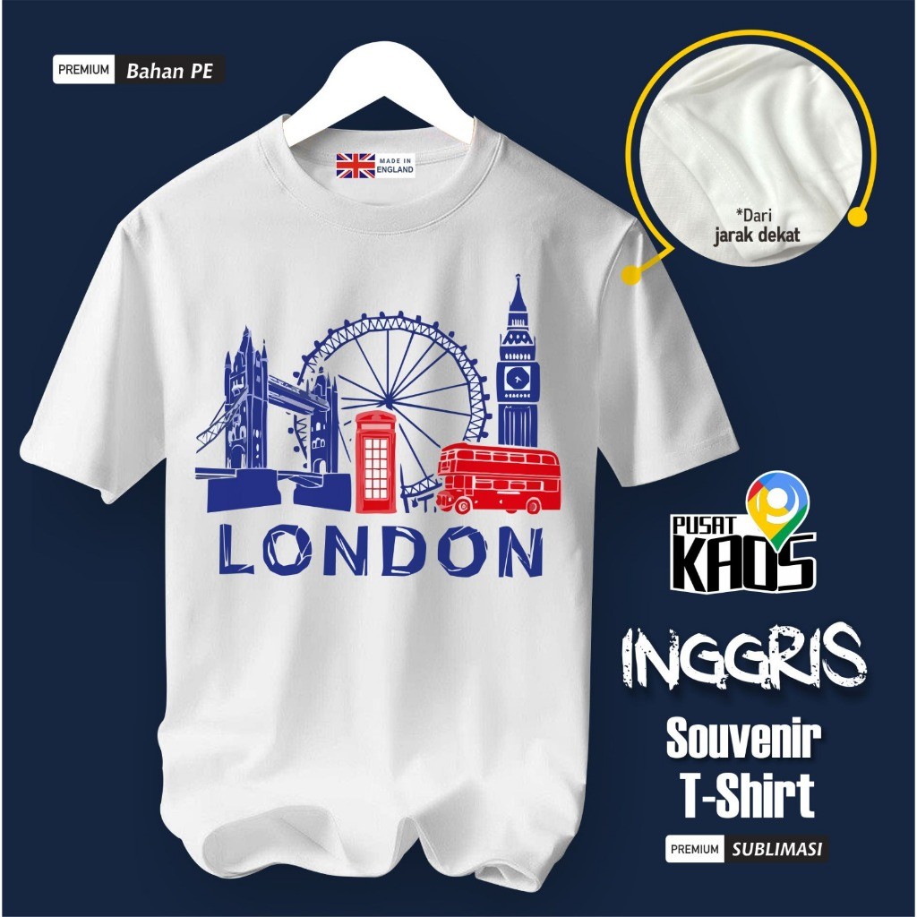 เสื้อยืด ENGLAND SOUVENIR, พร้อมแท็ก, PE MATERIAL, ของขวัญพรีเมี่ยม SOUVENIR