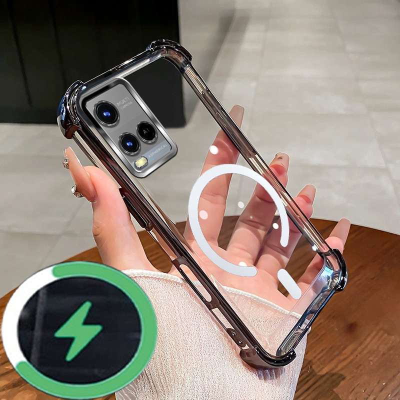 กันกระแทกCase สําหรับ Vivo Y21 2021 Y21S Y33S 4G เคสโทรศัพท์ 2025 ใหม่ C-type แผ่นดูดแม่เหล็กเคสนิ่ม