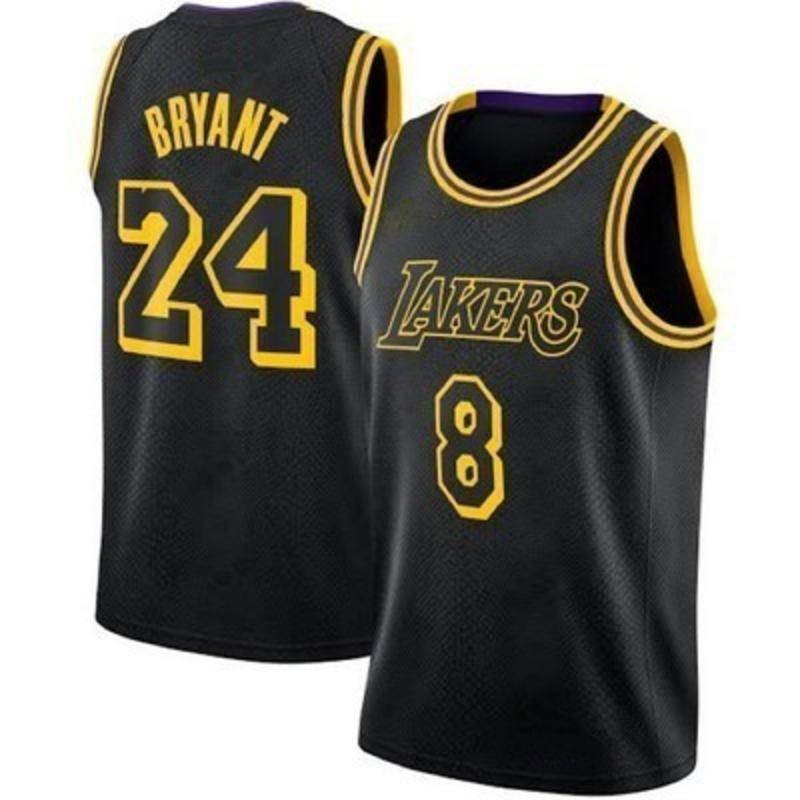 Hot Pressed Mens Jersey Los Angeles Lakers 24 Kobe Bryant 8 Black Basketball Jersey