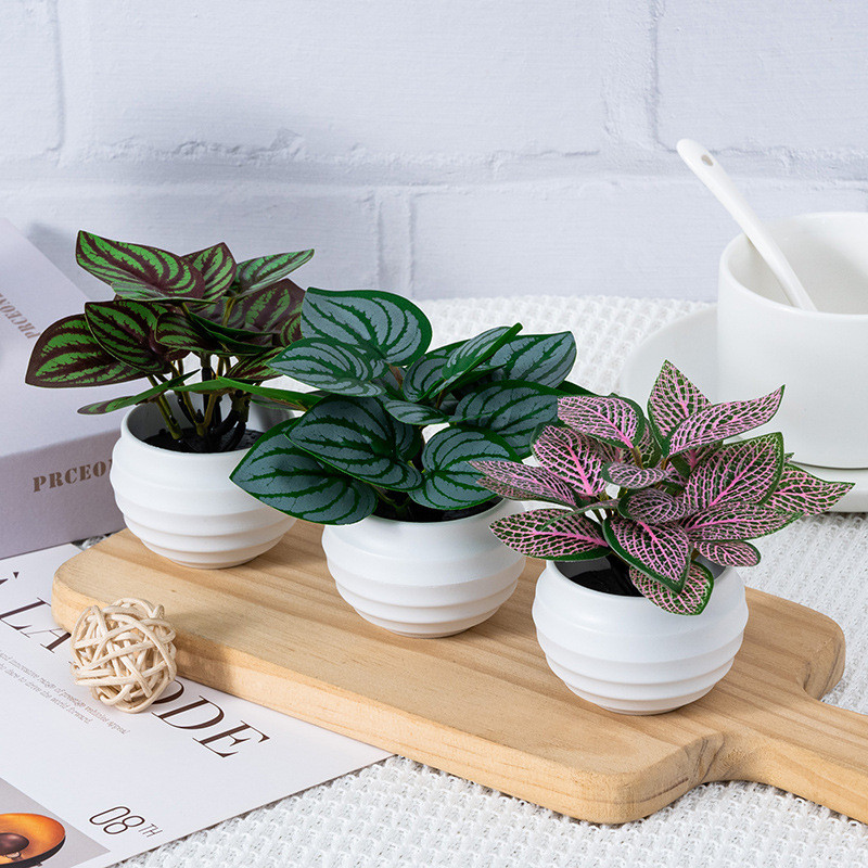 3 แพ็คพืชปลอม Mini ประดิษฐ์ Greenery กระถางต้นไม้สําหรับตกแต่งบ้านในร่มสํานักงานตาราง Room Farmhouse ของขวัญ