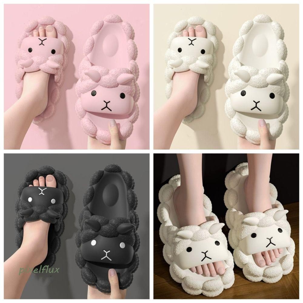 Pixelflux หนา Soled รองเท้าแตะ, PVC แกะสวมใส่ด้านนอกรองเท้า, Basic Slides รองเท้าแตะแพลตฟอร์มรองเท้าแกะผู้หญิงคู่
