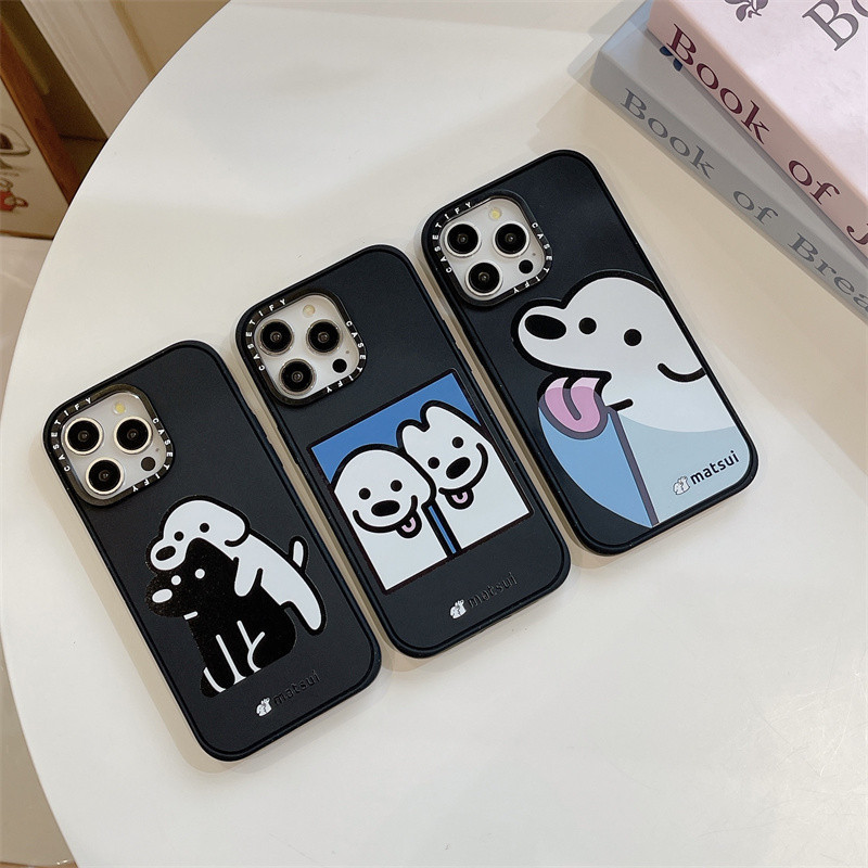 Casetifg น่ารักสไตล์สุนัขคุณภาพสูง Matte Magnetic เคสโทรศัพท์พร้อมกล่องสําหรับ iPhone 16 13 14 15 Pro Max 16Plus ซิลิโคนด้านข้างกันกระแทกปลอกป้องกันลายนิ้วมือ Hard Cover
