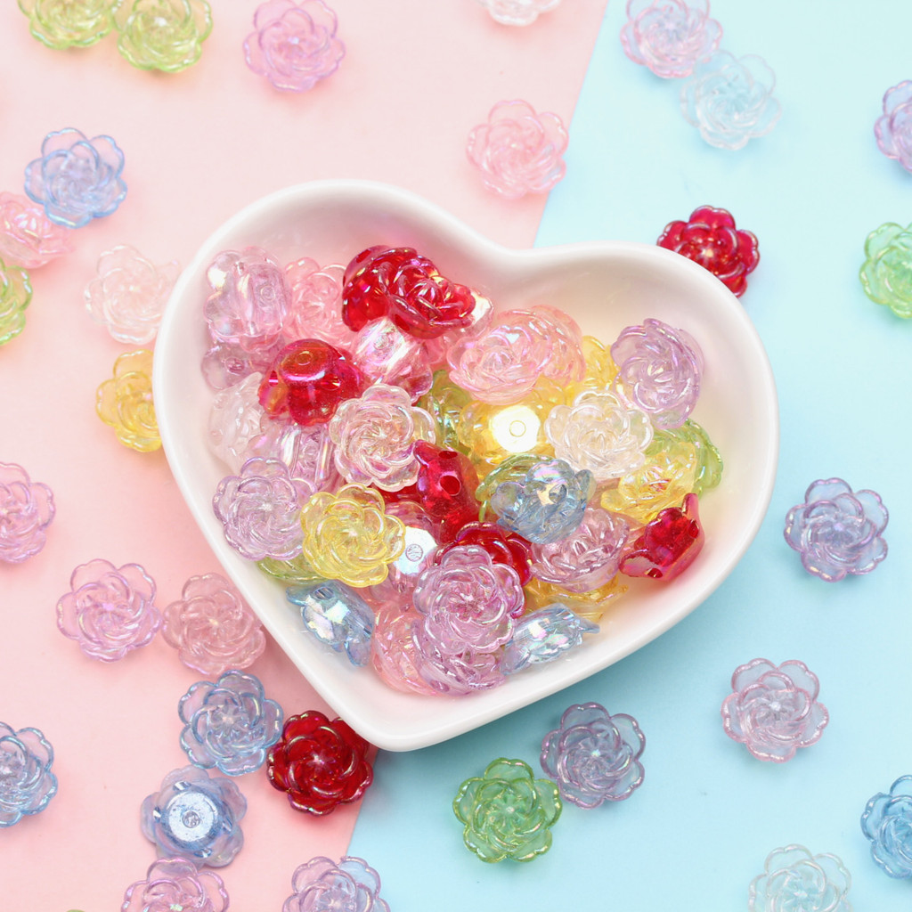 20 ชิ้น 14 มิลลิเมตร Charms ลูกปัดหลวมดอกไม้ Double Hole ผลการค้นหาอะคริลิค AB สี DIY สําหรับหัตถกรรมเครื่องประดับทํา