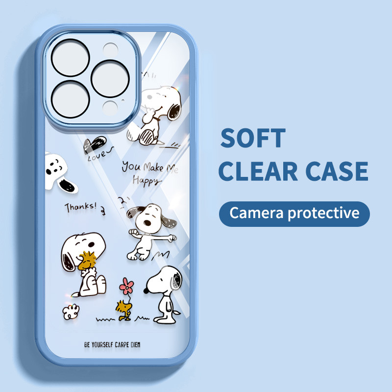 Ybd เคสโทรศัพท์สําหรับ IPhone 13 14 15 16 Pro Max 14 15 16 Plus 13 mini อะนิเมะการ์ตูน Snoopy ซิลิโคนใส