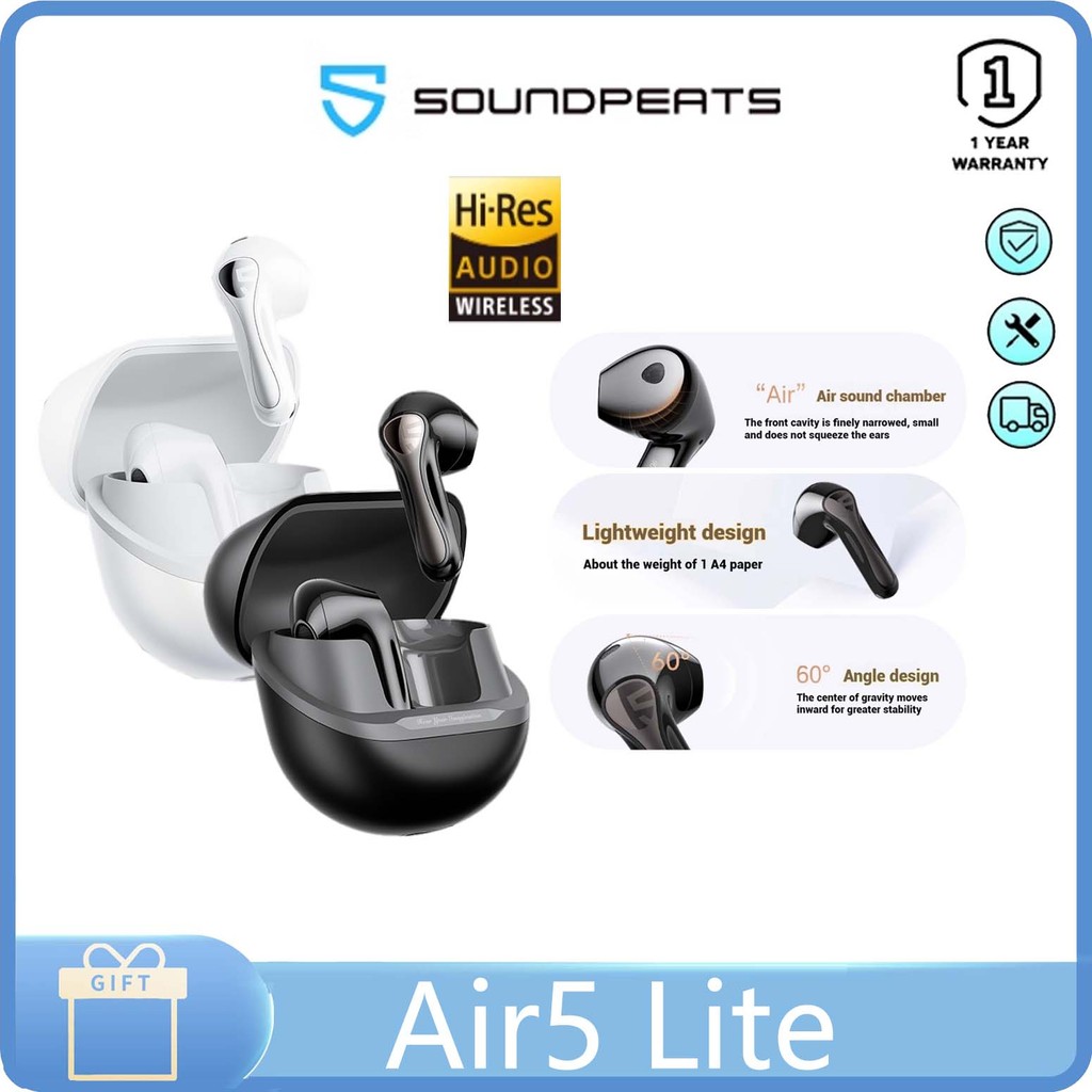 Soundpeats Air5 Lite ชุดหูฟังบลูทูธไร้สายกึ่งอินเอียร์คุณภาพเสียงสูง