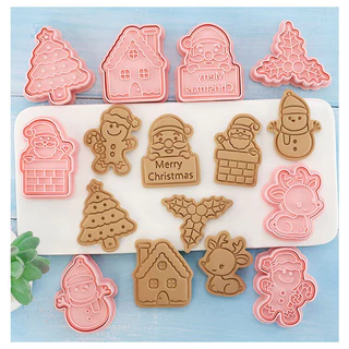 🍪8Pcs/Set🔥DIY แม่พิมพ์คุกกี้ สเตอริโอ 3 มิติกดคุ้กกี้เครื่องมืออบ ของขวัญวันว ของขวัญวันวคริสมาสต์
