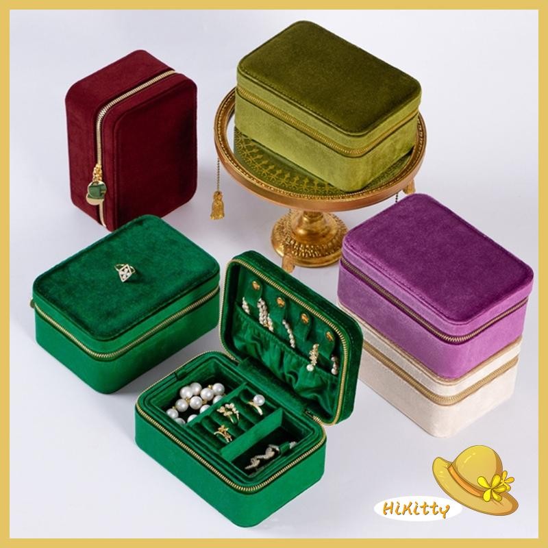 Hik Travel สร้อยข้อมือกล่องเครื่องประดับกล่องเก็บเครื่องประดับ Elegant เครื่องประดับกรณีเครื่องประดับสําหรับต่างหูแหวนสร้อยคอ