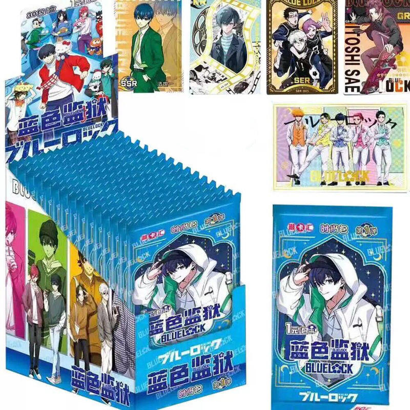 การ์ดสะสมแพ็คแฟชั่น Blue Lock Isagi Yoichi Bachira Meguru Hyoma Chigiri Cards Blind Box, Non-Official