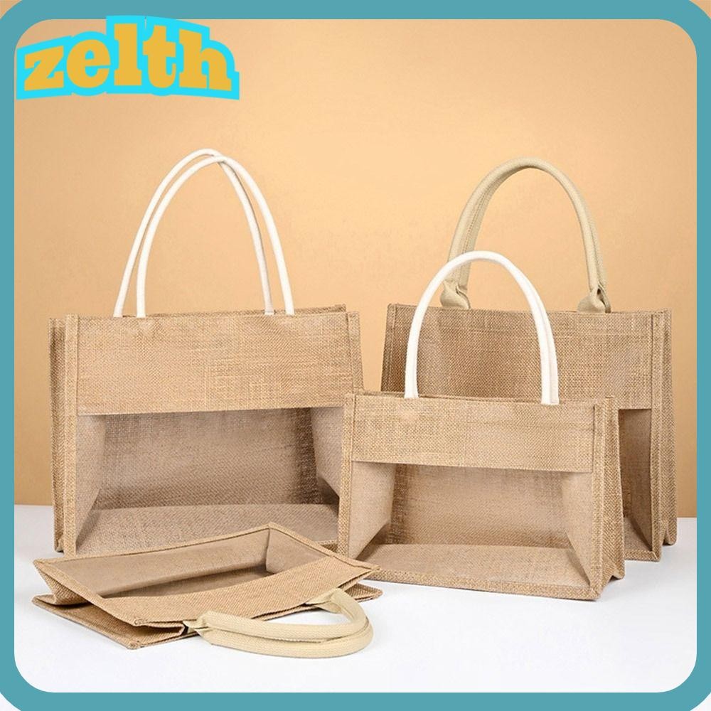 Zelth ถุงของขวัญหน้าต่าง, ภาพวาด DIY หน้าต่างโปร่งใส Burlap ขวดไวน์กระเป๋า,นํามาใช้ใหม่ล้างทําความสะอาดได้ Jute ออกแบบห่อกระเป๋าถืองานแต่งงานกิจกรรม