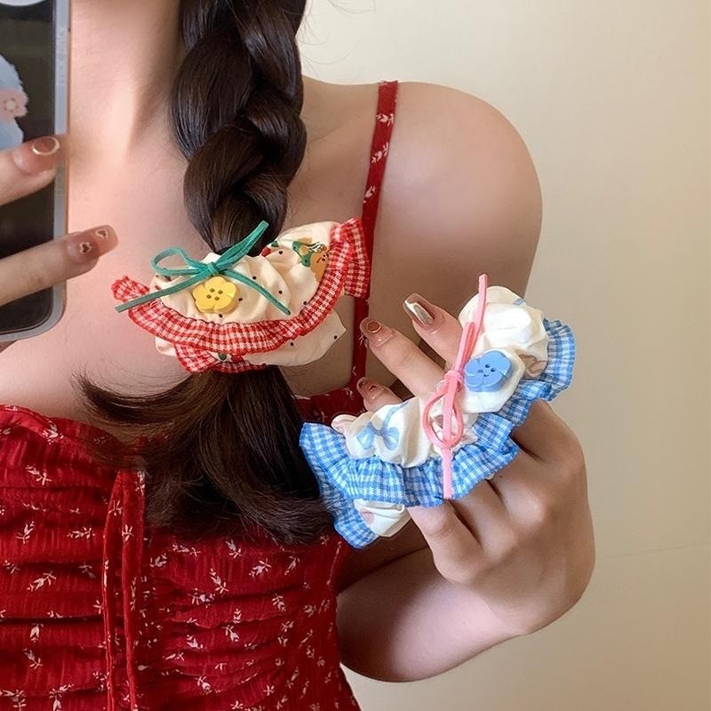 สีชมพู Lolita แหวนผมหญิงเกาหลีสไตล์โบว์น่ารักลายสก๊อต Scrunchies แฟชั่นอุปกรณ์เสริมผม ราคา ถูกที่สุด ดีลบีเคเค แกลเลอรีภาพที่ 2