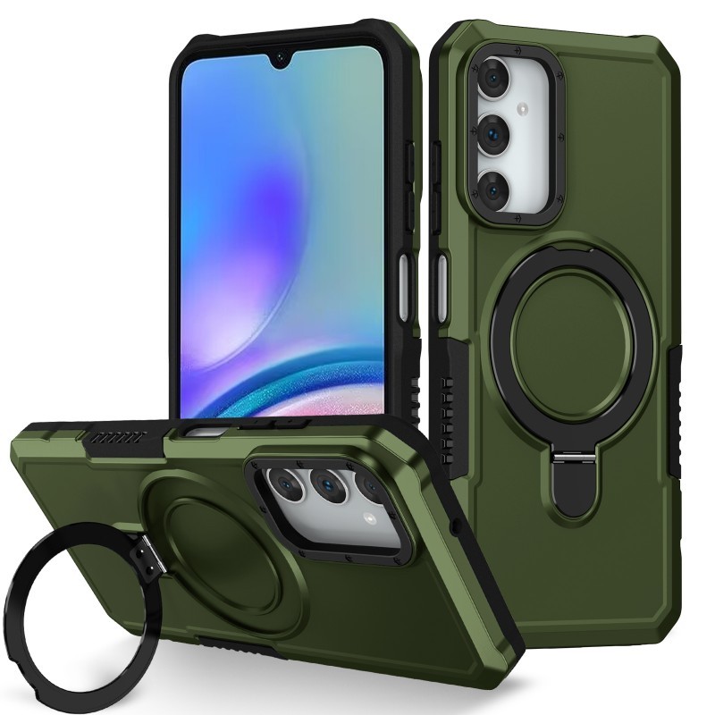 Luxury Matte Hard Magnetic Ring Holder ไร้สายชาร์จเคสโทรศัพท์สําหรับ Samsung Galaxy A16 A06 A05s A15 A25 A35 A55 A14 A24 A34 A54 A02s A03s Magnetic Stand Case Cover