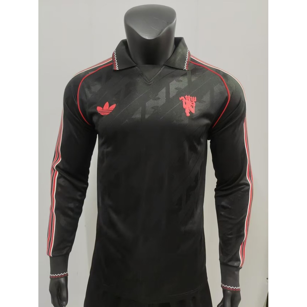 24-25 เสื้อกีฬาแขนยาวแมนยูเจอร์ซีย์รุ่นย้อนยุคคุณภาพสูง