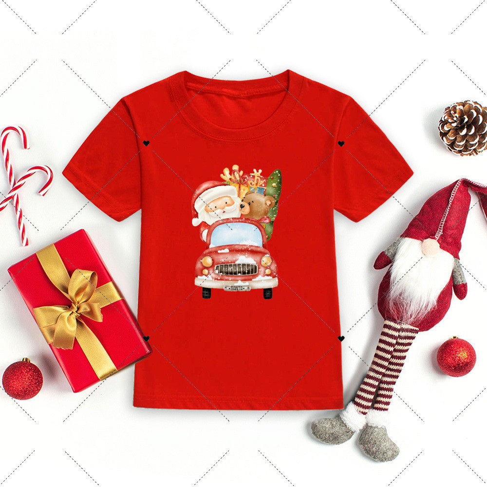 (จัดส่งตลอด 24 ชั่วโมง)KIDS PRINCESSซานตาคลอสคริสต์มาสเด็กเสื้อแฟชั่นพรรคเสื้อยืดสําหรับเด็กชายและเด็กหญิงชุดวันหยุด T7