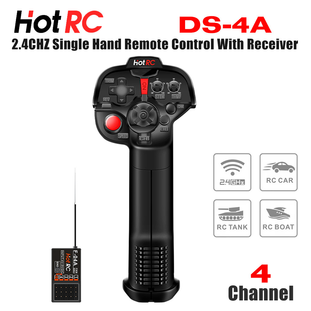 Hotrc DS-4A 2.4G 4 ช่องมือเดียว RC วิทยุเครื่องส่งสัญญาณ 4Ch สําหรับ RC รถเรือ Drone เครื่องบิน