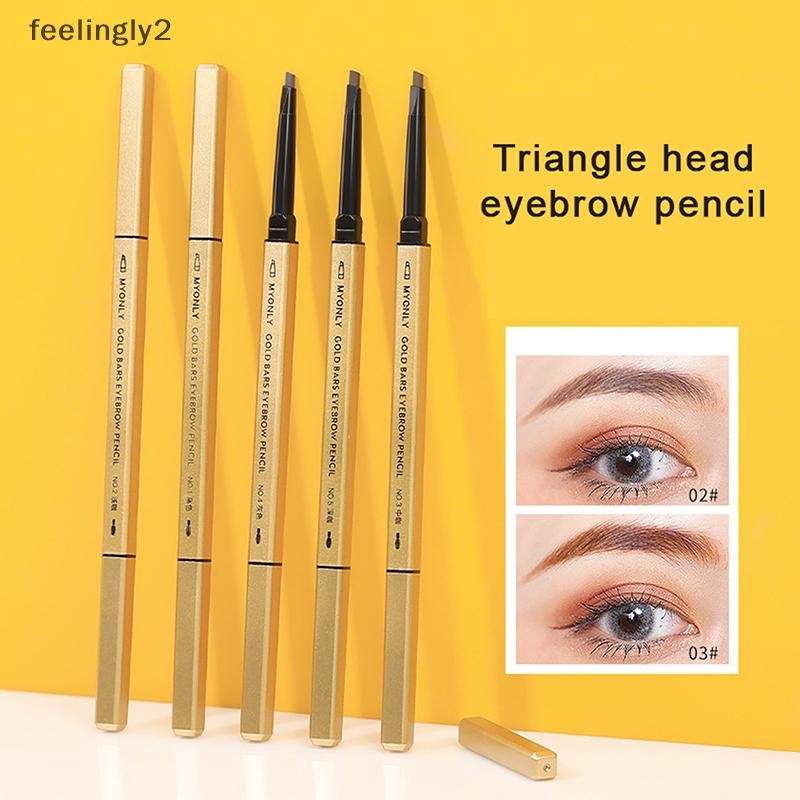 {Topoct} ดินสอเขียนคิ้วสามเหลี่ยมละเอียดพิเศษที่แม่นยํา Brow Definer Long Lasg กันน้ําสีบลอนด์สีน้ําตาลและกาแฟ Eye Brow แต่งหน้า 3 สี {th}