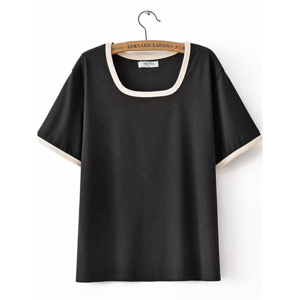 Plus ขนาด XL-4XL ผู้หญิงแขนสั้นถักเสื้อยืดฤดูร้อนแฟชั่นสีดําสีเขียว Tops ขนาดใหญ่ Patchwork Tee