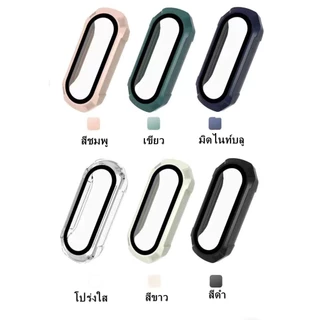 Xiaomi Mi Band 5/6/7 เคสป้องกันป้องกันการชนกันเคสพีซี + แก้วเคสป้องกันสองในหนึ่งเดียว Mi band 8 Mi band 9 /10 เคสนาฬิก