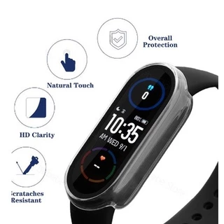 Xiaomi Mi Band 5/6/7 เคสป้องกันป้องกันการชนกันเคสพีซี + แก้วเคสป้องกันสองในหนึ่งเดียว Mi band 8 Mi band 9 /10 เคสนาฬิก