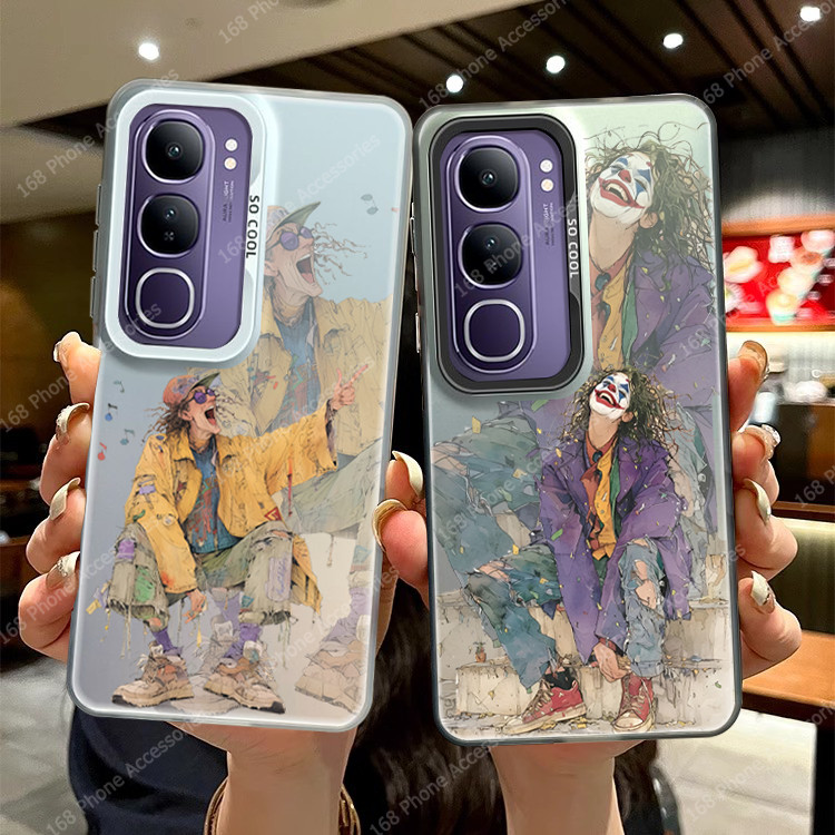 เคส Vivo Y200 5G เคสกันกระแทกรอยยิ้มภาพวาดสีน้ํามันตัวตลกแบรนด์อินเทรนด์หนาถุงลมนิรภัยด้านปกโทรศัพท์