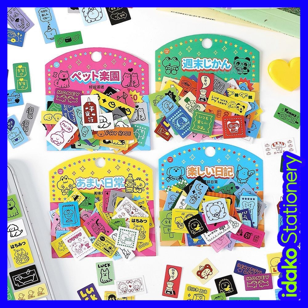 Idako [Lucky Label Series] กาว UV Ink Sticker Pack สติกเกอร์บัญชีมือการ์ตูนน่ารักเกาหลี SS214
