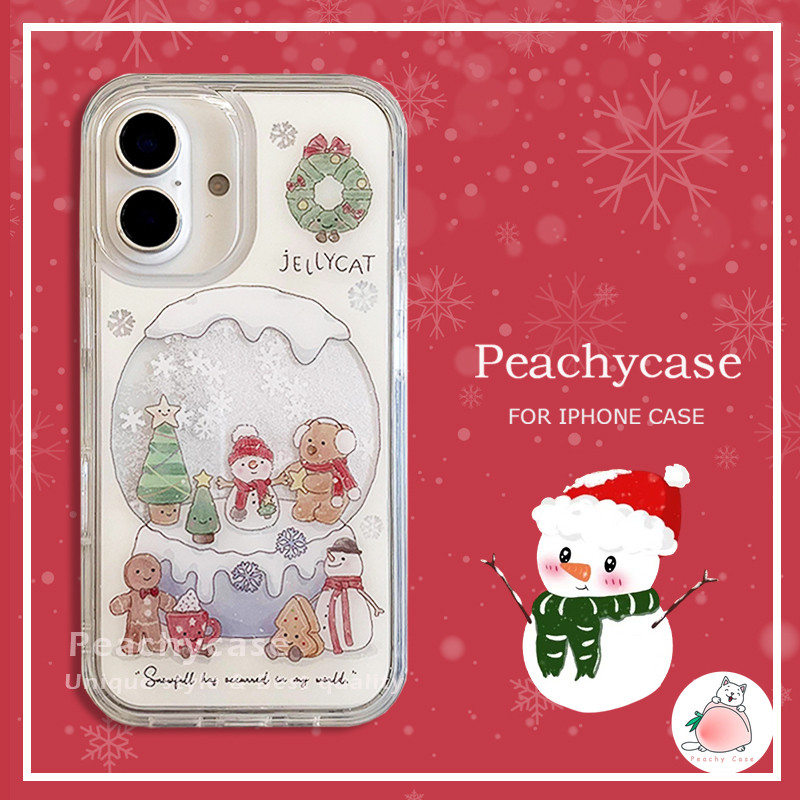 น่ารักคริสต์มาส Snowman Gingerbread Man Snowflake Quicksandเคสโทรศัพท์สําหรับiPhone 16 15 14 13 12 Pro Max 11 Shock Proof Hard Coverปลอก
