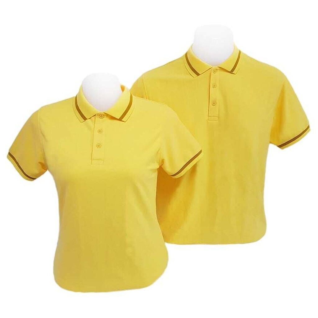 เสื้อโปโล คอปก สีเหลือง ขลิบน้ำตาลทอง